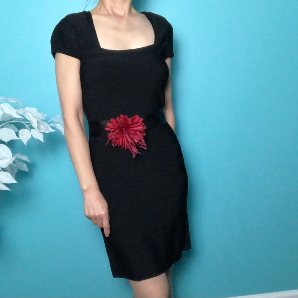 White House Black Market (WHBM) Cap Sleeve Square Neck Sweater Dress